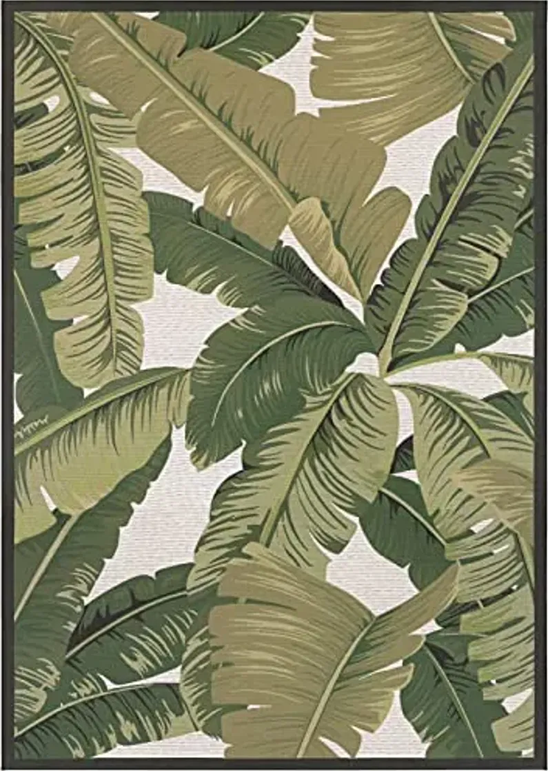 Couristan Dolce Outdoor Area Rug - Palm Lily 2'3" x 3'11" in Hunter Green and Ivory, Durable, Easy to Clean, Flatwoven Floor Covering for Patio, Entryway Or Mudroom