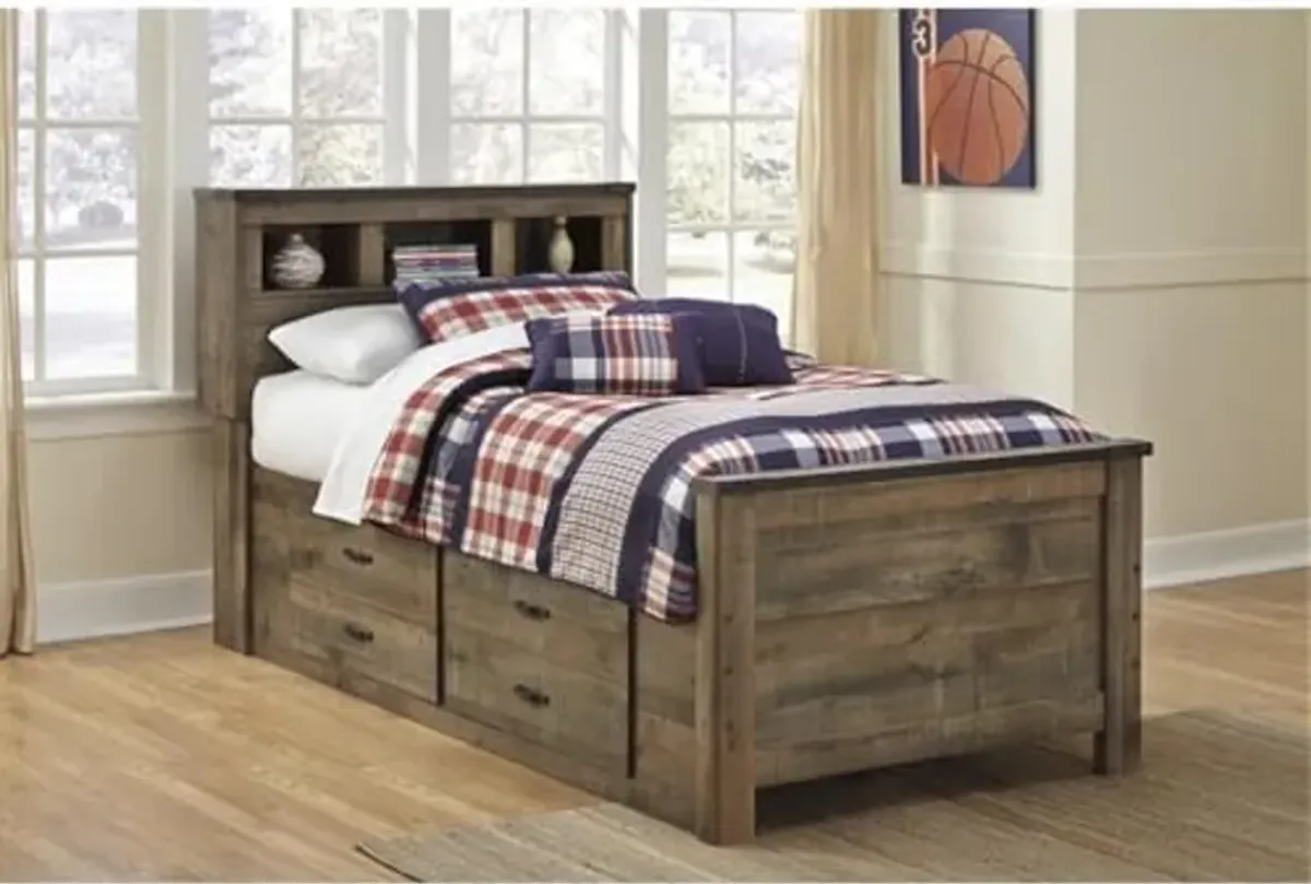 Ashley Furniture Trinell Twin Bed with Underbed Storage in Brown