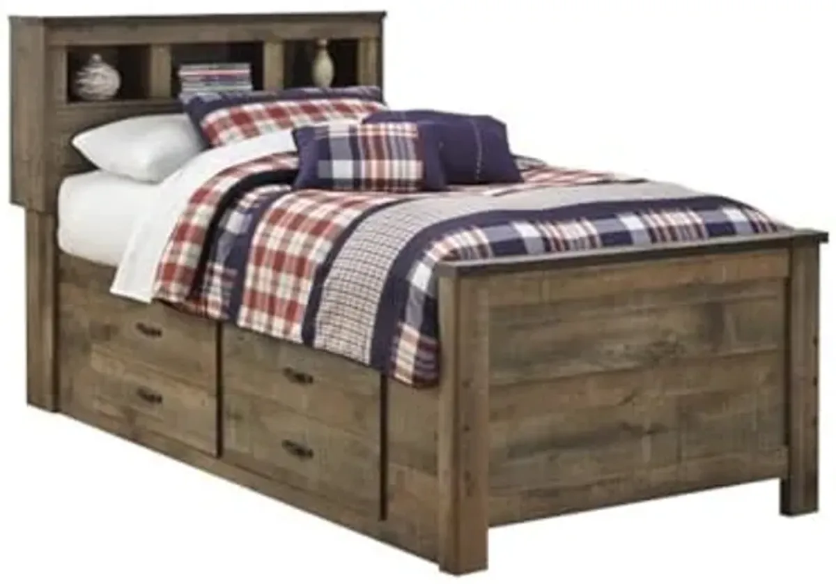 Ashley Furniture Trinell Twin Bed with Underbed Storage in Brown