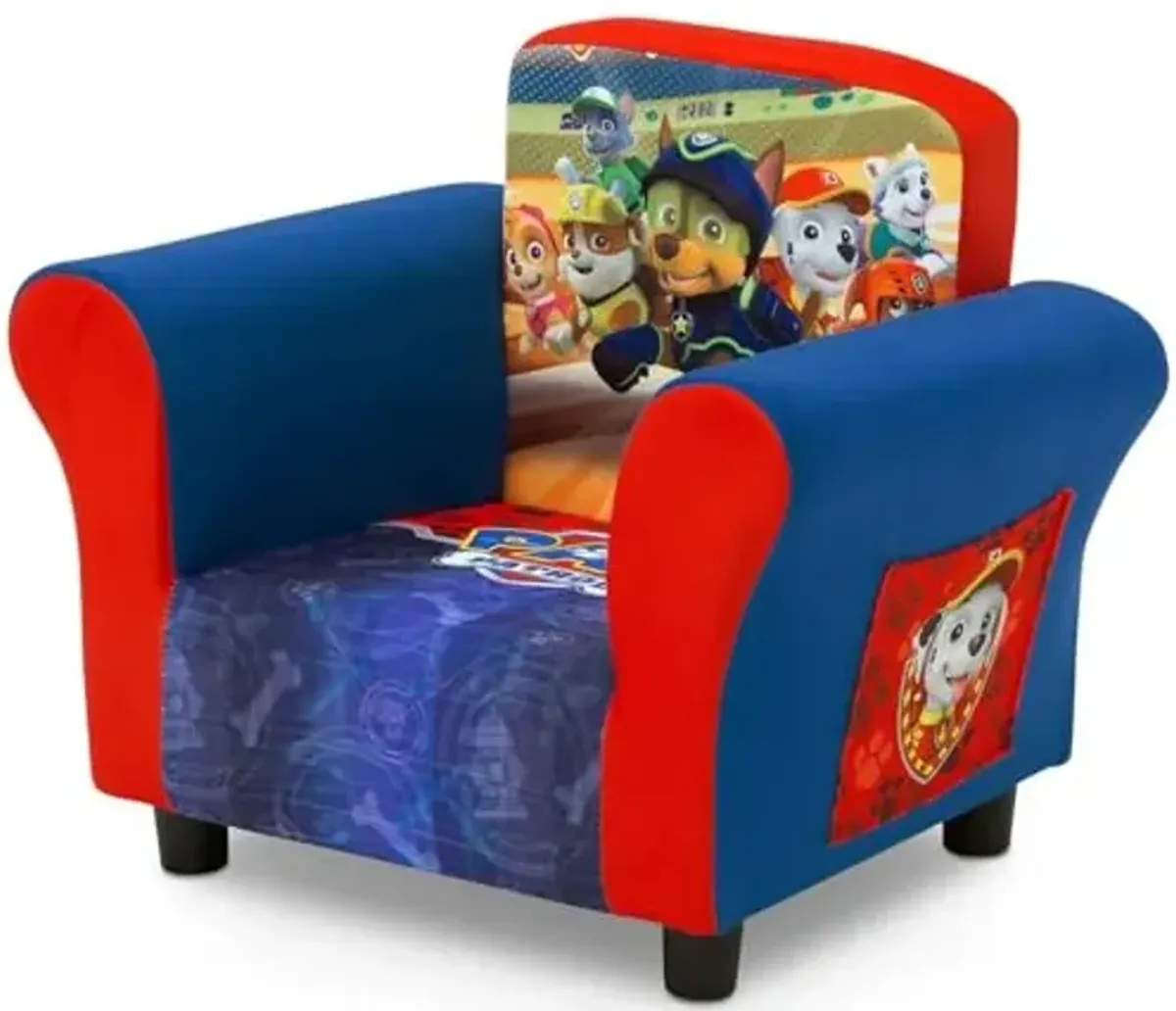 Delta Children Upholstered Chair with PAW Patrol Graphics, Wood Frame, Plush Foam Padding, Side Pockets, for Toddlers and Kids