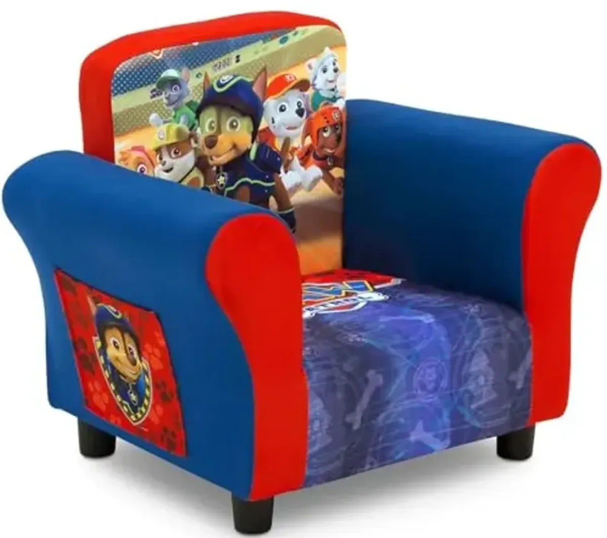 Delta Children Upholstered Chair with PAW Patrol Graphics, Wood Frame, Plush Foam Padding, Side Pockets, for Toddlers and Kids