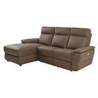 Homelegance 830835LRC Olympia 3 Piece Power Reclining Sectional Sofa with with Left Side Chaise & USB Charging Port Top Grain Leather Match, Raisin