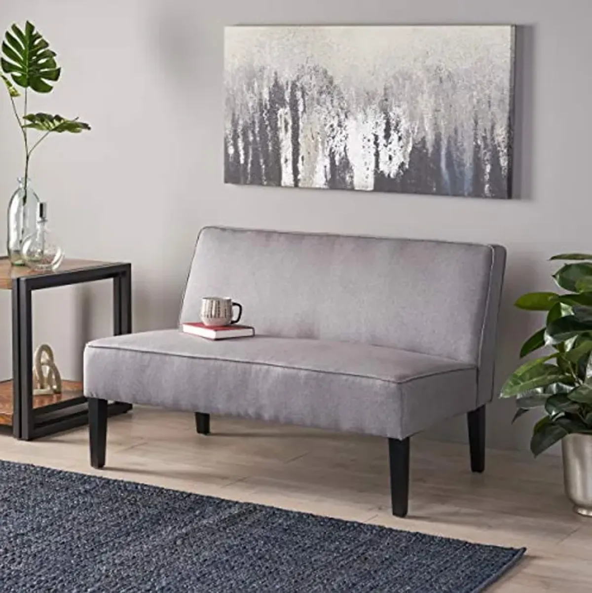 Christopher Knight Home Dejon Modern Fabric Loveseat, Gray / Matte Black Dimensions: 30.00”D x 50.00”W x 32.20”H