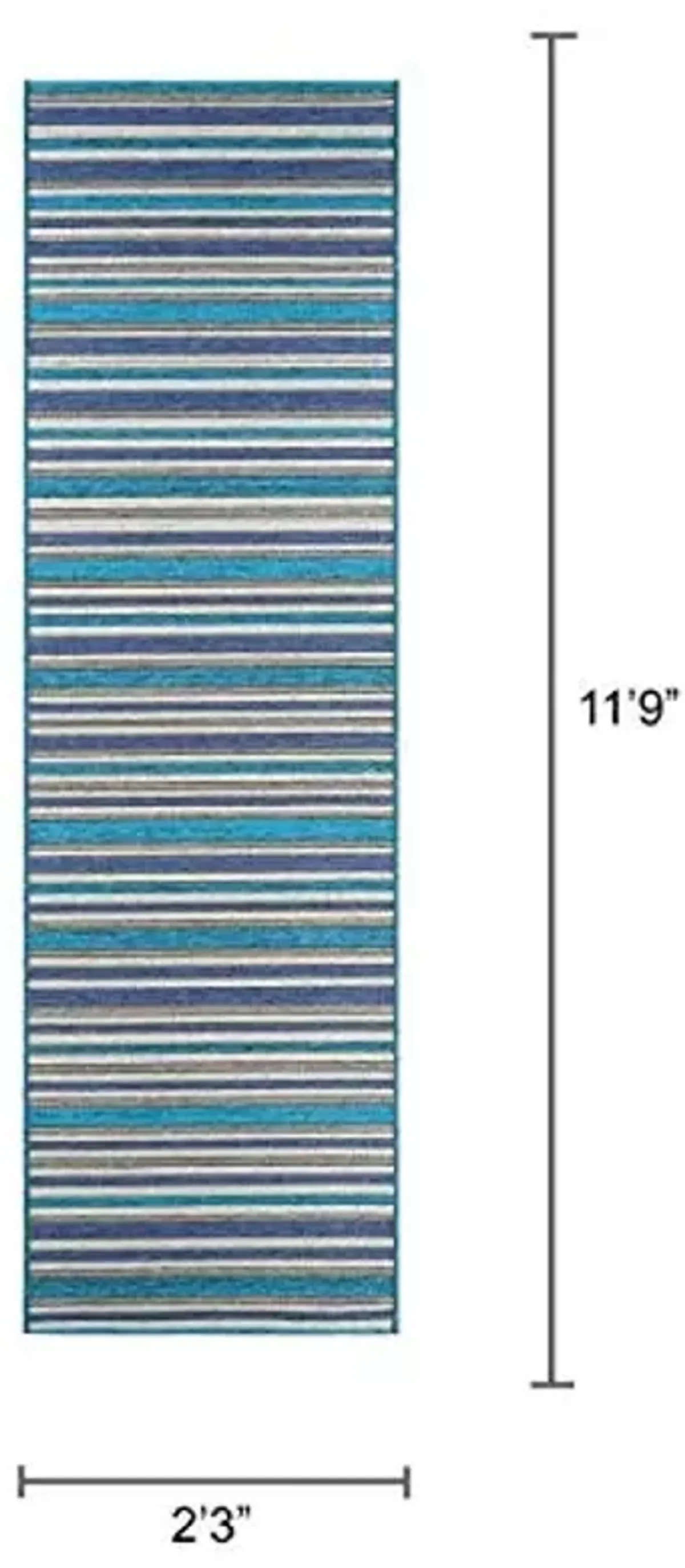 Couristan Cape Brockton Indoor/Outdoor Area Rug, 2'3" x 11'9" Runner, Cobalt Blue-Teal