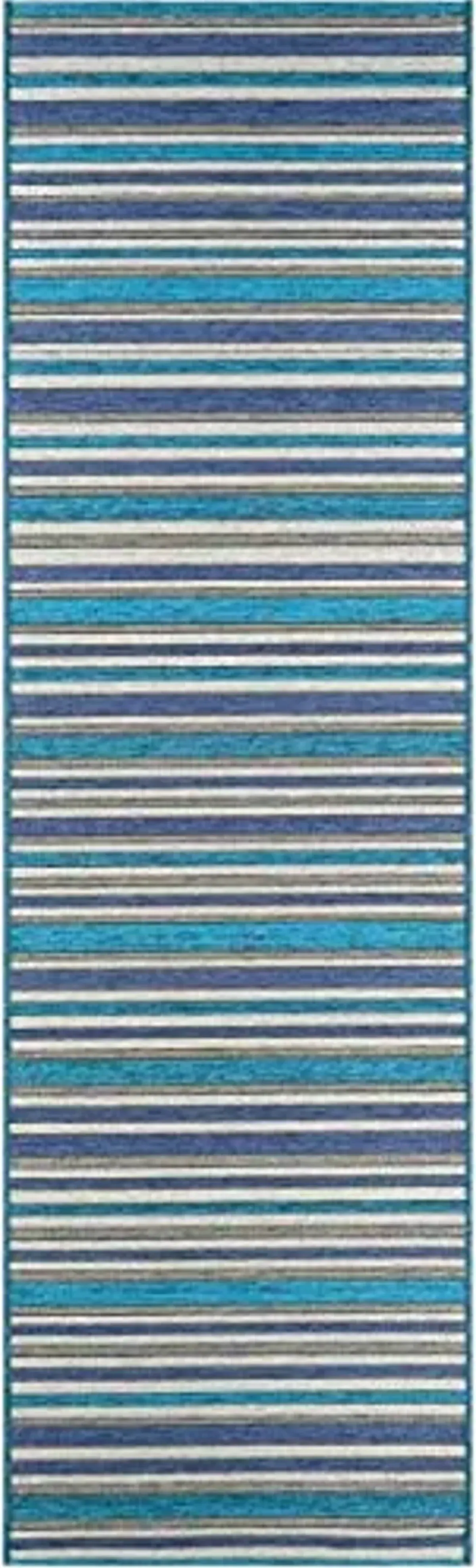 Couristan Cape Brockton Indoor/Outdoor Area Rug, 2'3" x 11'9" Runner, Cobalt Blue-Teal