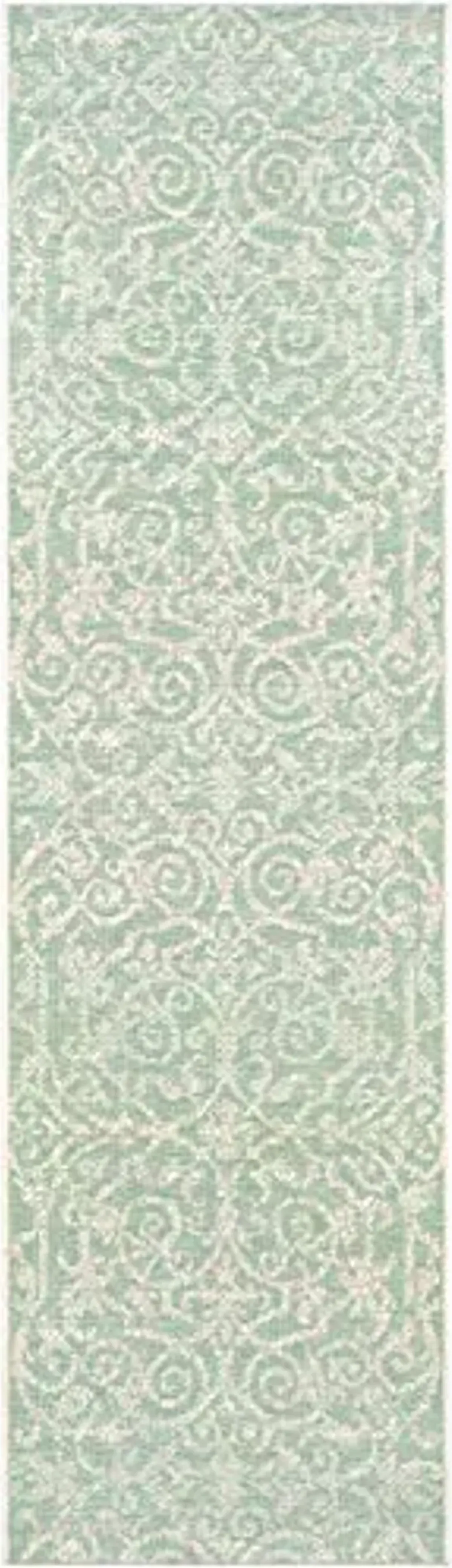 Couristan Monaco Indoor Outdoor Area Rug - Summer Quay 2'3" x 7'10" in Ivory Light Green Flatweave Runner Rug, Hose Washable, Pet Friendly, Patio and Home Decor
