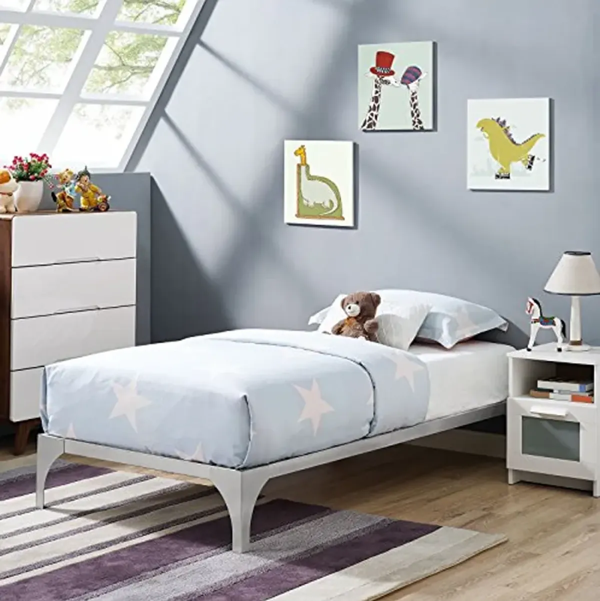 Modway Ollie Twin Bed Frame in Silver