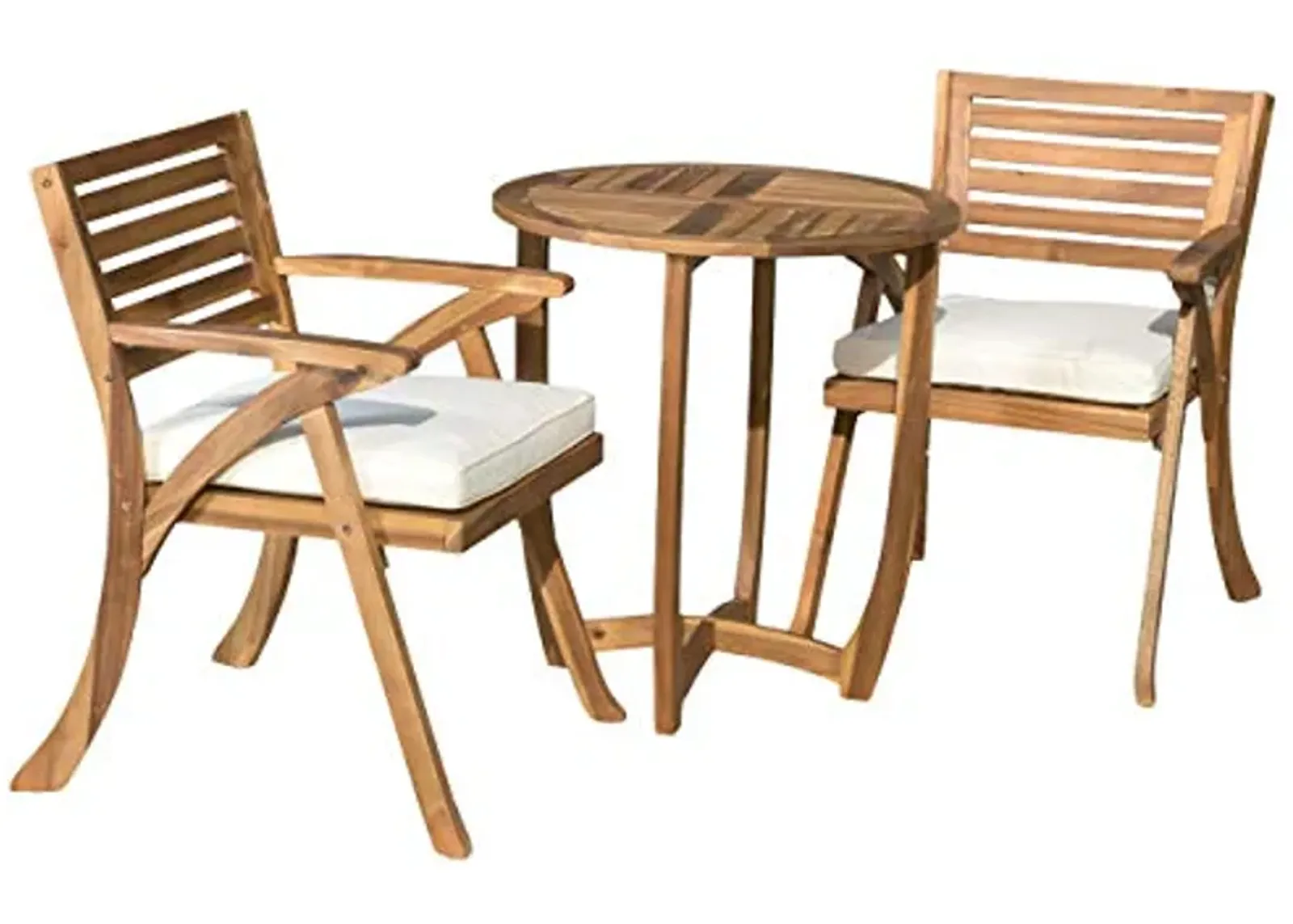 Christopher Knight Home Coronado Acacia Wood Bistro Set, 3-Pcs Set, Teak Finish