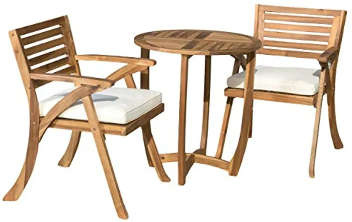 Christopher Knight Home Coronado Acacia Wood Bistro Set, 3-Pcs Set, Teak Finish