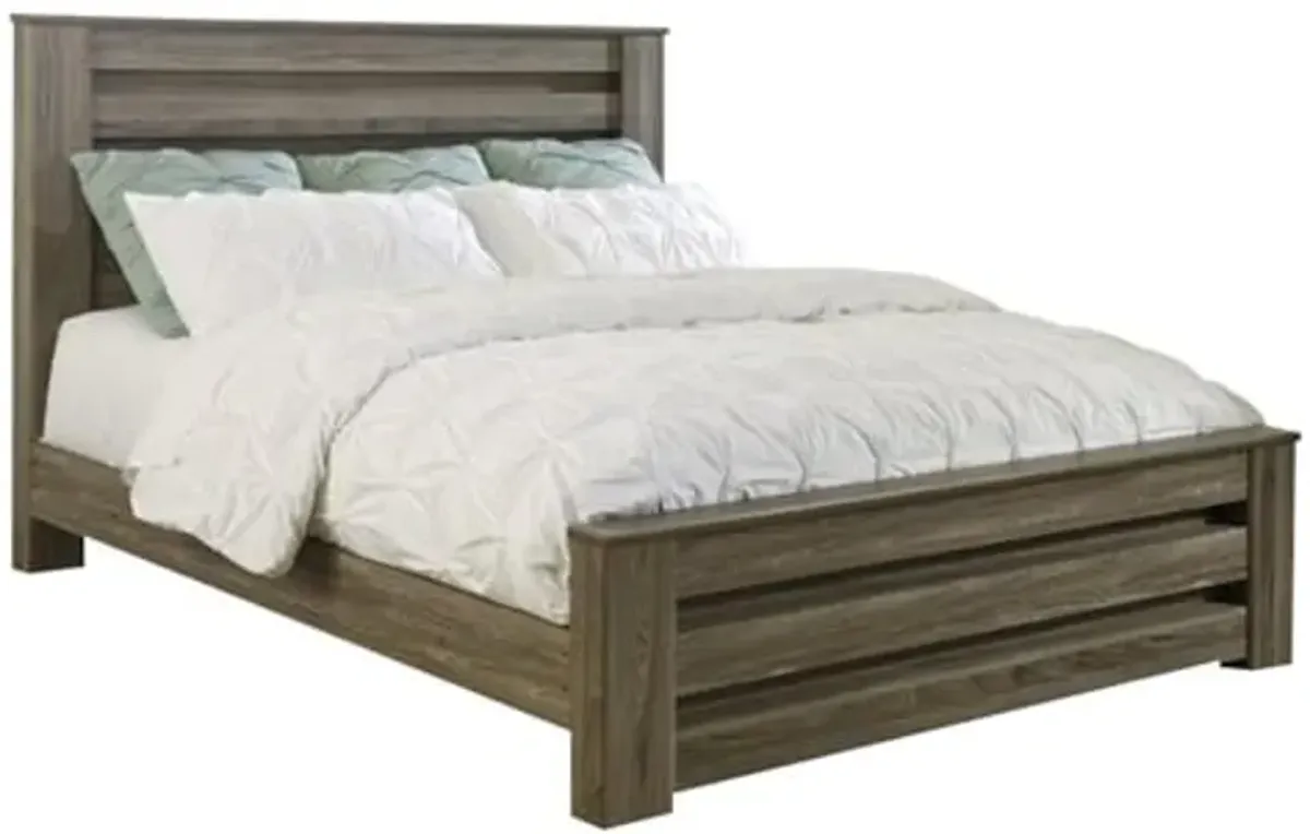 Ashley Furniture Zelen Wood King Rail Panel Bed in Brown