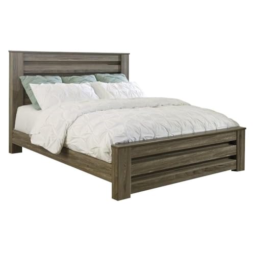 Ashley Furniture Zelen Wood King Rail Panel Bed in Brown