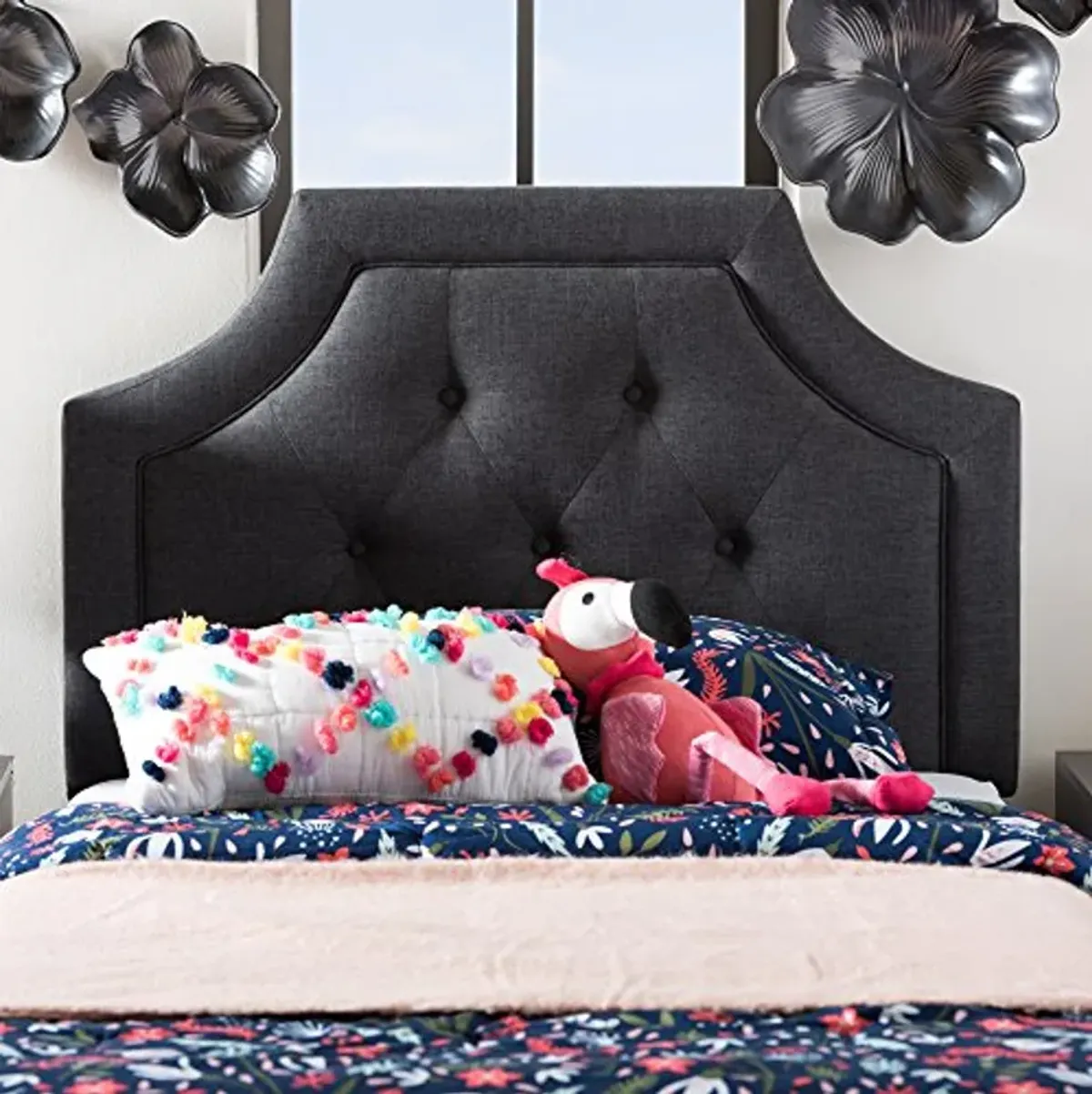 Baxton Studio Josephine Headboard, Twin, Dark Grey