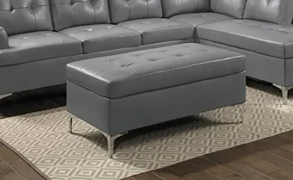 Homelegance Barrington 42" x 25" PU Leather Accent Ottoman, Gray