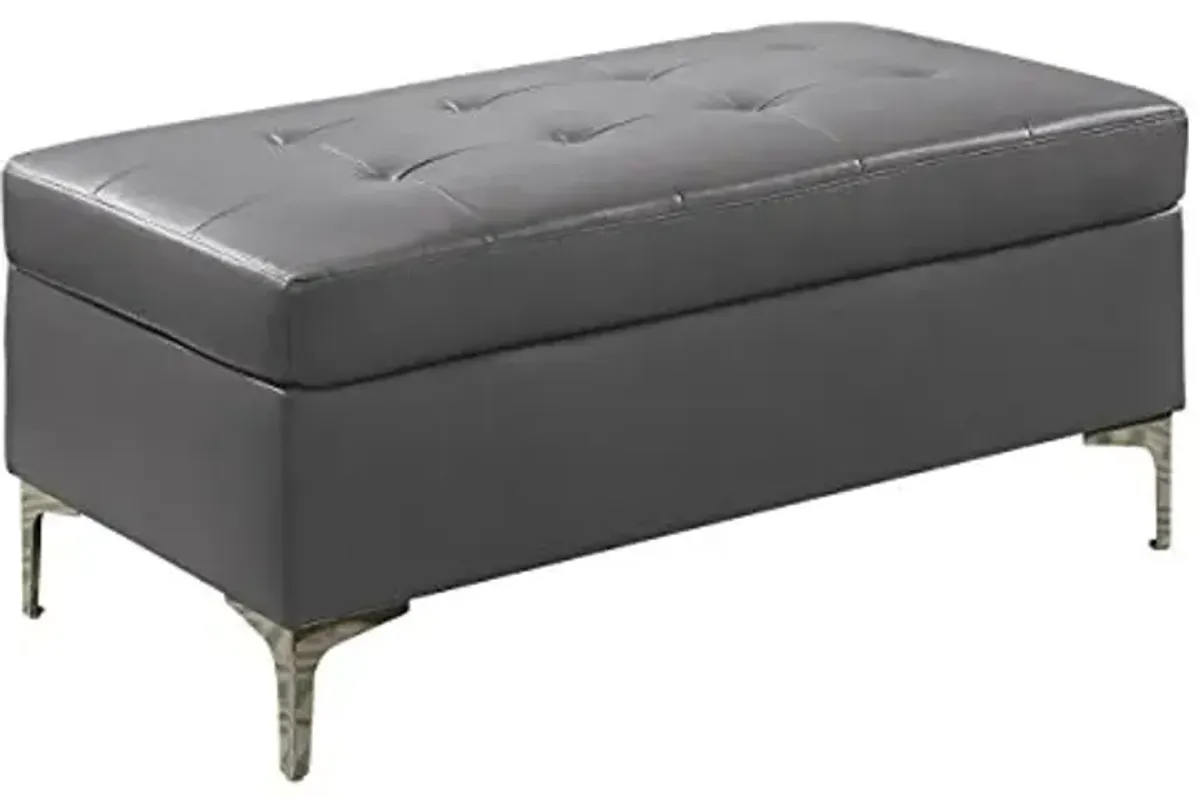 Homelegance Barrington 42" x 25" PU Leather Accent Ottoman, Gray