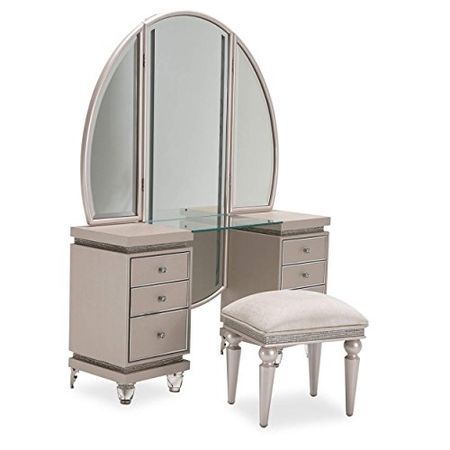 Glimmering Heights Vanity Bench in Ivory by Aico