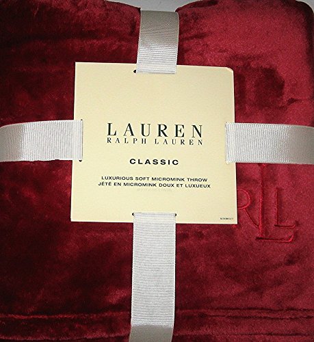 Lauren Ralph Lauren Micromink Blanket - Majestic Ruby Red - TWIN size - 66 x 90