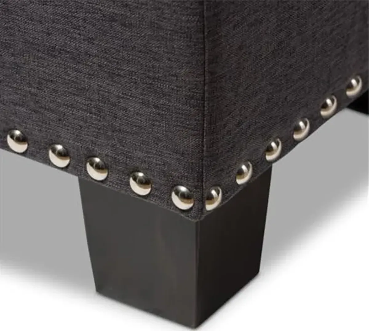 Baxton Studio Hannah Modern and Contemporary Upholstered Button-Tufting Storage Ottoman Bench Dark Grey