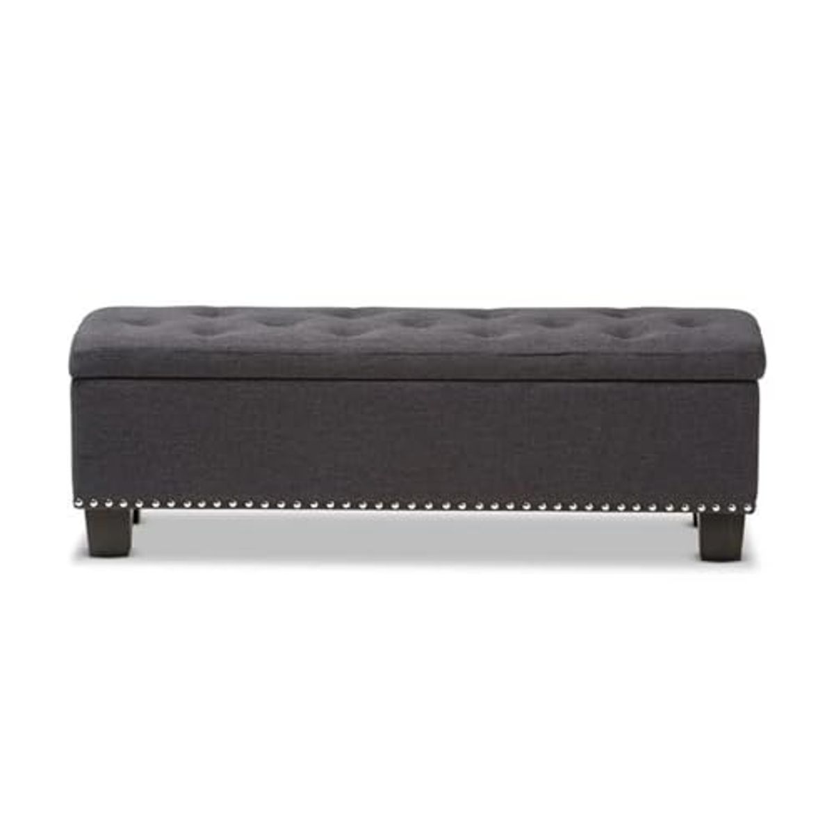 Baxton Studio Hannah Modern and Contemporary Upholstered Button-Tufting Storage Ottoman Bench Dark Grey