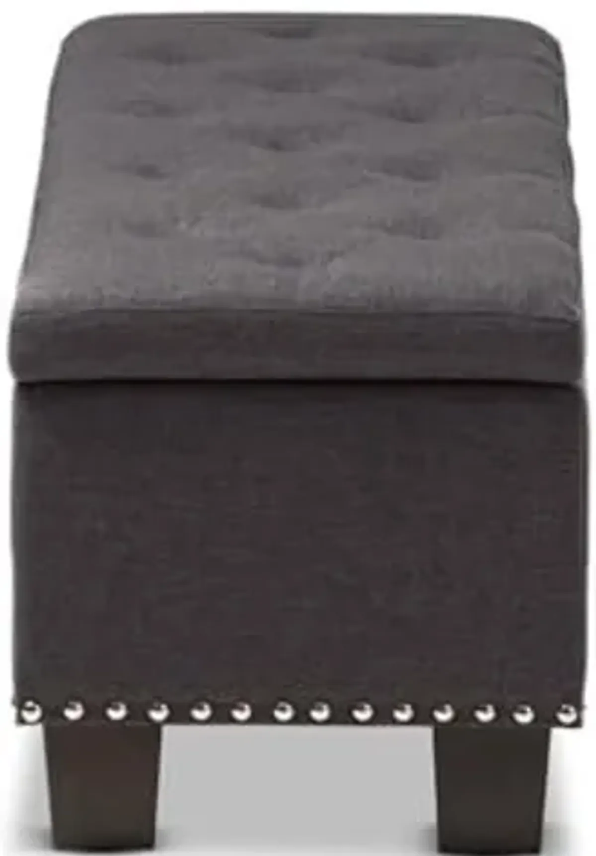 Baxton Studio Hannah Modern and Contemporary Upholstered Button-Tufting Storage Ottoman Bench Dark Grey