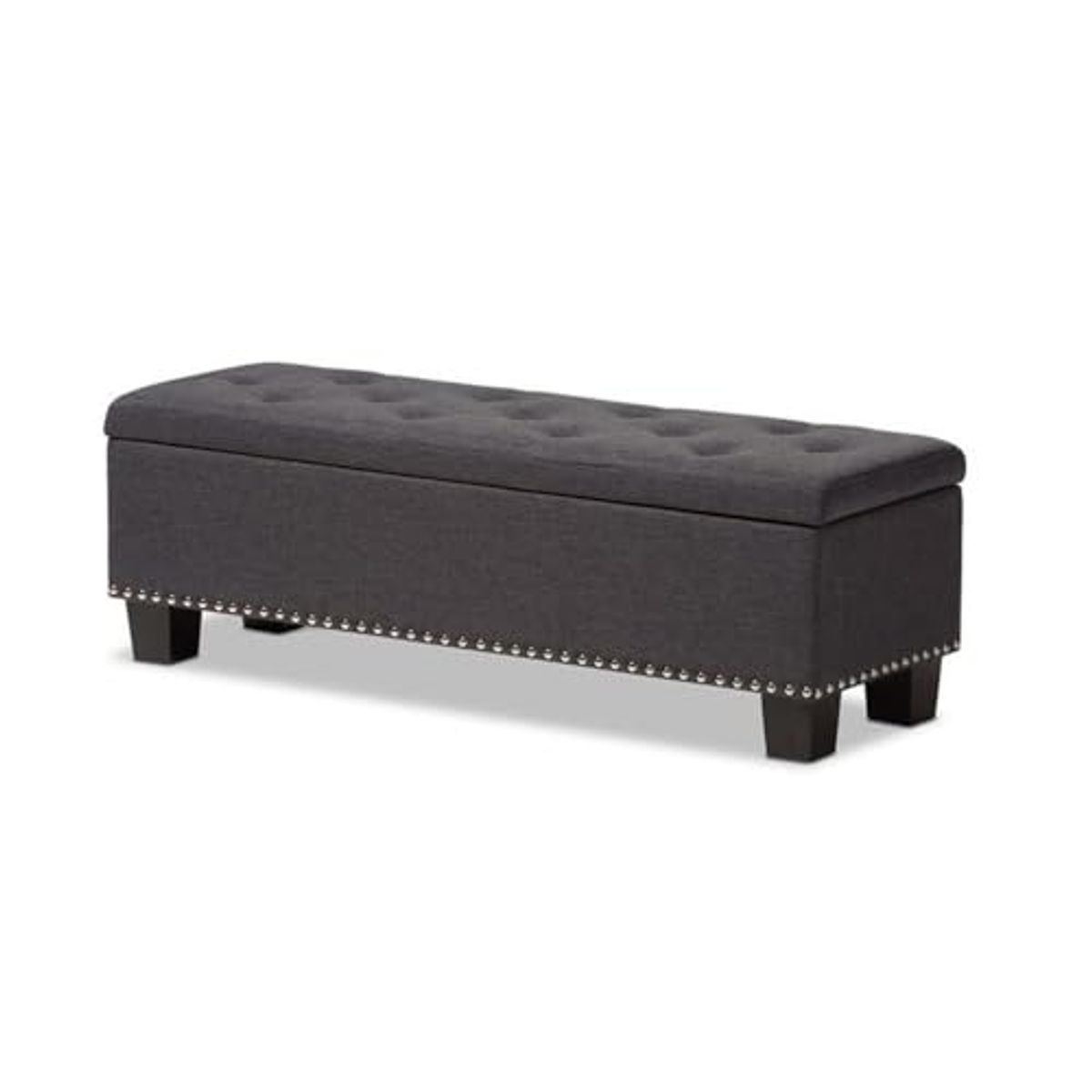 Baxton Studio Hannah Modern and Contemporary Upholstered Button-Tufting Storage Ottoman Bench Dark Grey