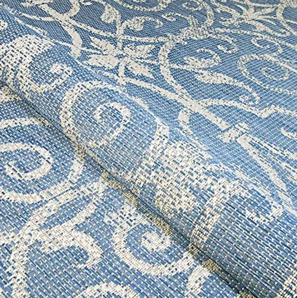 Couristan Monaco Indoor/Outdoor Area Rug for Patios, Decks, Kitchens, and Laundry Rooms, All-Weather, Pet-Friendly, and Easy to Clean, Summer Quay Pattern in Ivory-Sapphire Blue, 3'9" x 5'5"