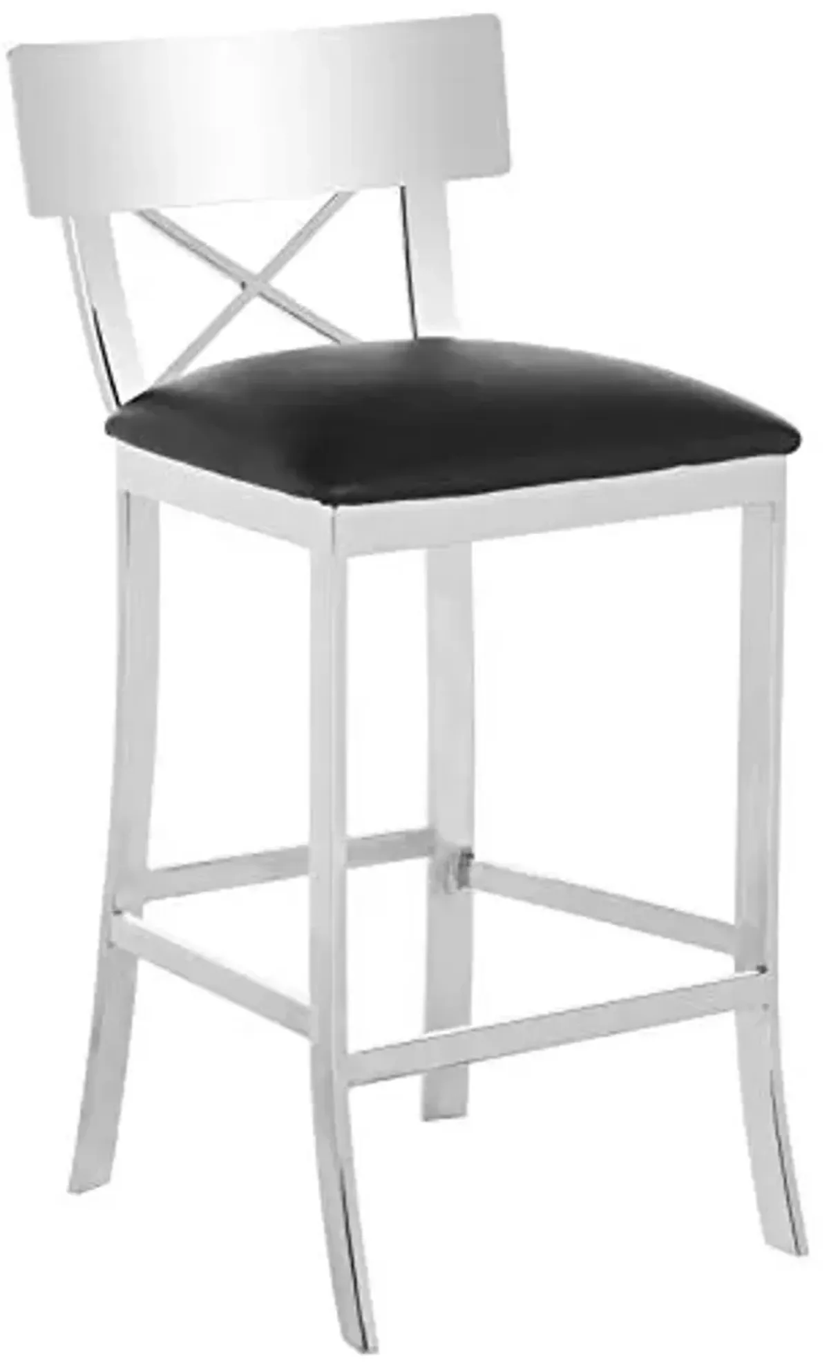 SAFAVIEH American Homes Collection Zoey Stainless Steel Cross Back Counter Stool, 0, Black
