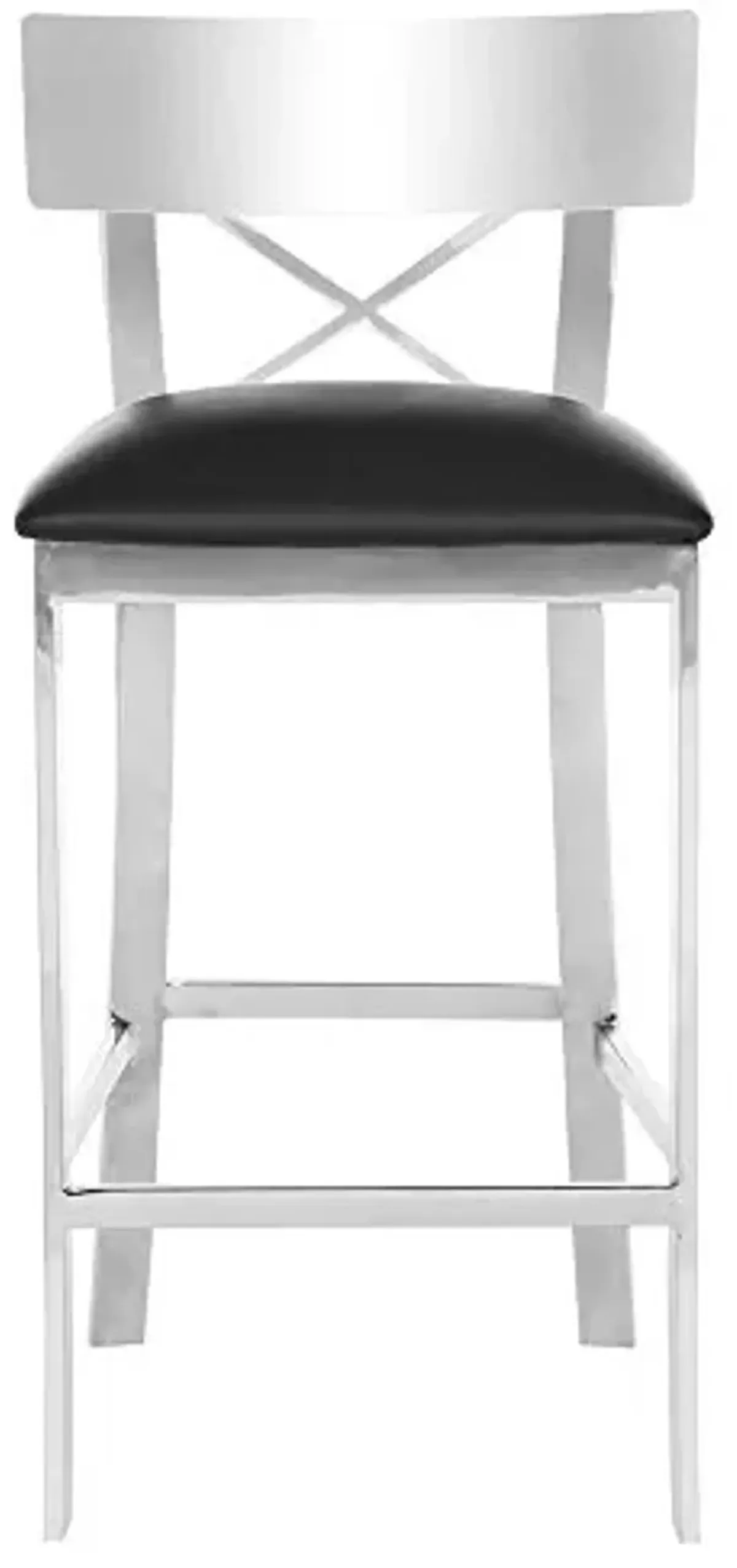 SAFAVIEH American Homes Collection Zoey Stainless Steel Cross Back Counter Stool, 0, Black