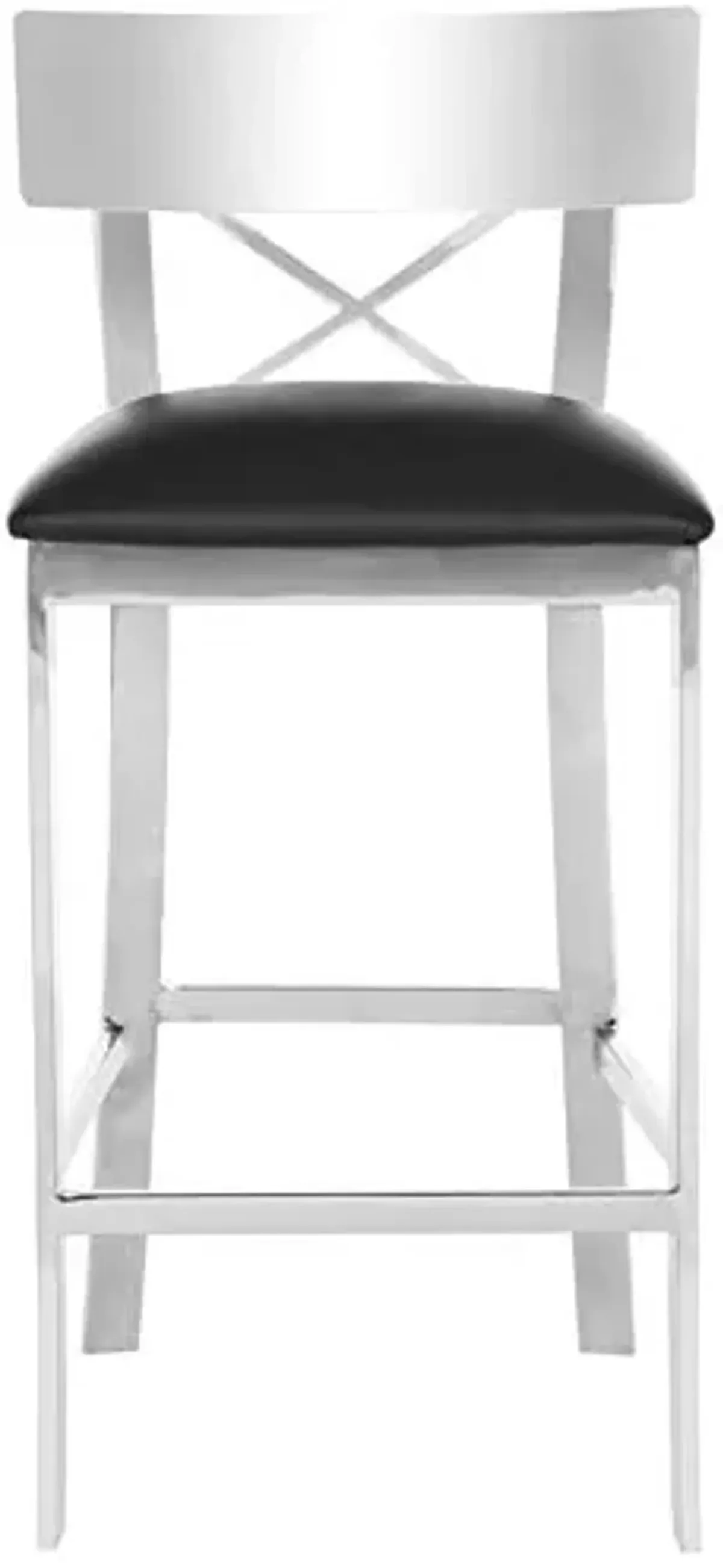 SAFAVIEH American Homes Collection Zoey Stainless Steel Cross Back Counter Stool, 0, Black