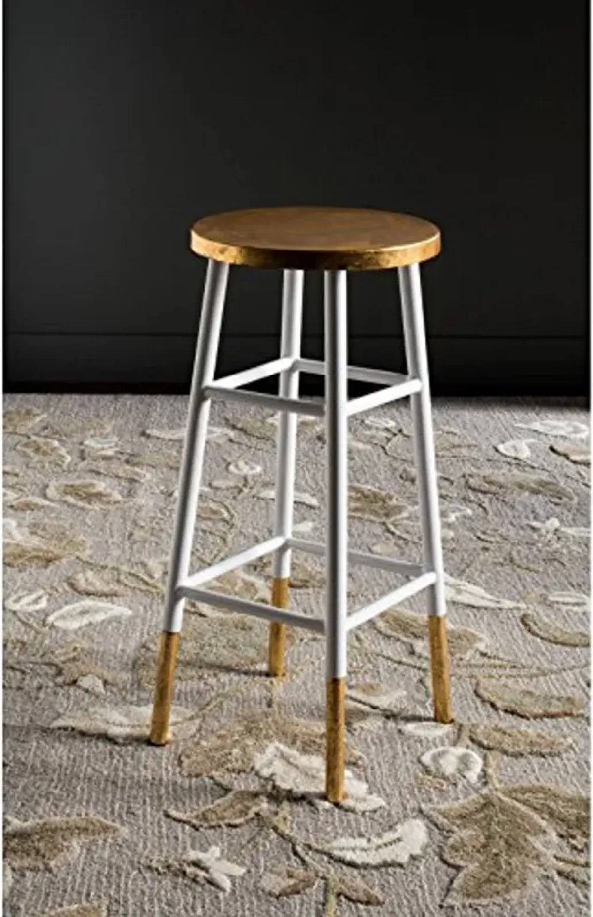 Safavieh Home Collection Emery White and Dipped Gold Leaf 30-inch Barstool