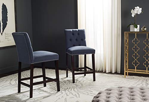 Safavieh Home Collection Norah Navy and Espresso Counter Stool (Set of 2)