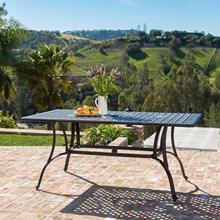 Christopher Knight Home Alfresco Outdoor Cast Aluminum Rectangular Dining Table, Bronze