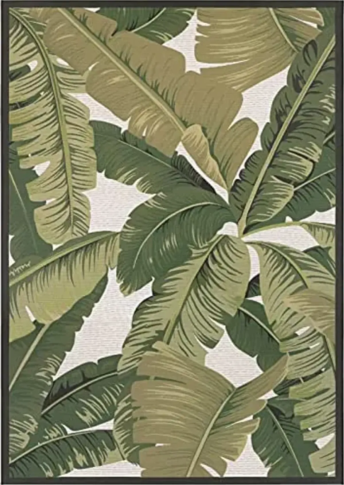 Couristan Dolce Outdoor Area Rug - Palm Lily 4' x 5'10" in Hunter Green and Ivory, Durable, Easy to Clean, Flatwoven Floor Covering for Patio, Entryway Or Mudroom