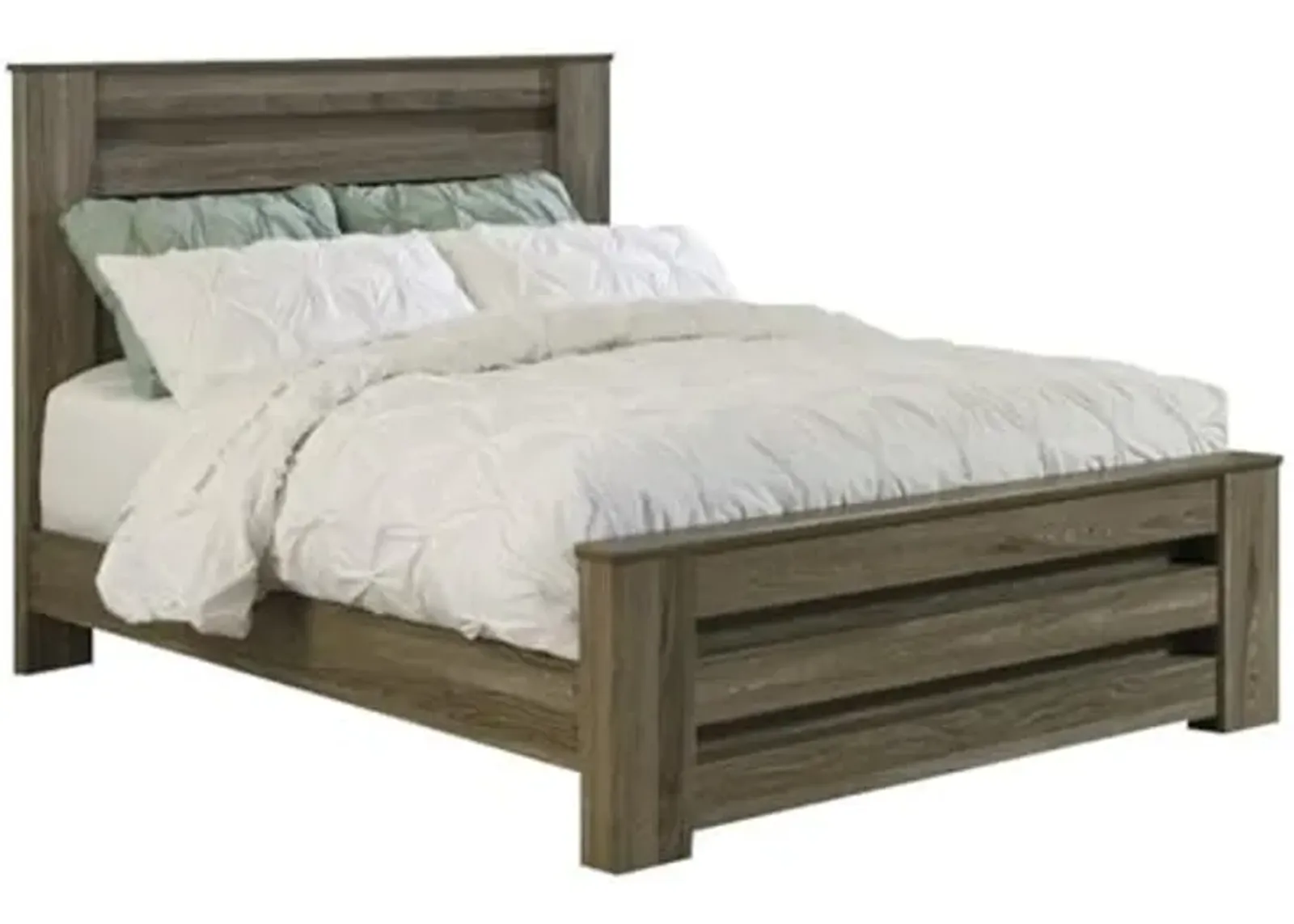 Ashley Furniture Zelen Wood Queen Rail Panel Bed in Brown