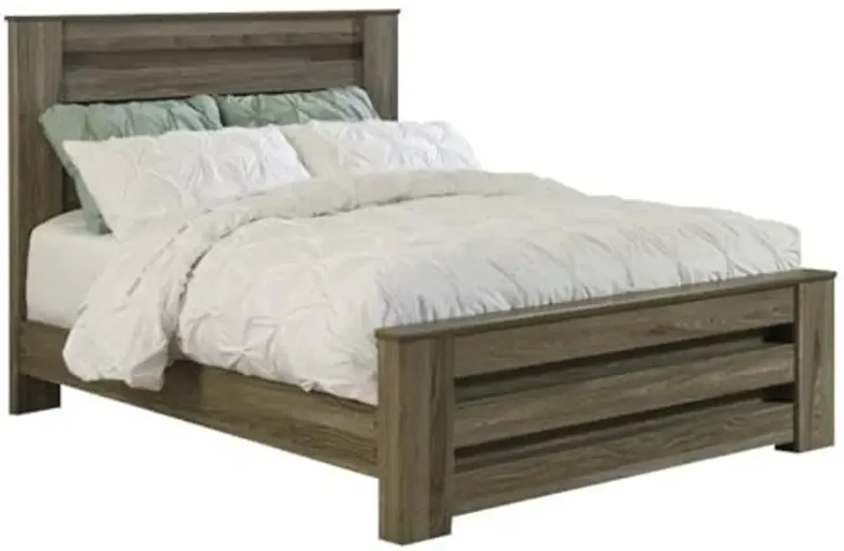 Ashley Furniture Zelen Wood Queen Rail Panel Bed in Brown