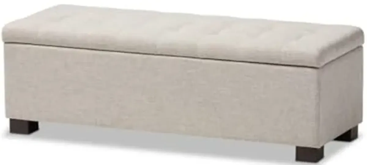 Baxton Studio Roanoke Modern and Contemporary Upholstered Grid-Tufting Storage Ottoman Bench Beige