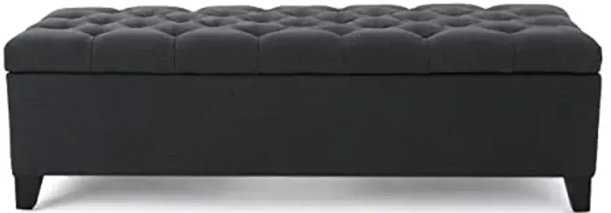 Christopher Knight Home Ottilie Fabric Storage Ottoman, Dark Grey Dimensions: 17.50”D x 51.00”W x 17.00”H