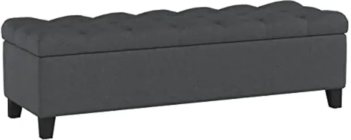 Christopher Knight Home Ottilie Fabric Storage Ottoman, Dark Grey Dimensions: 17.50”D x 51.00”W x 17.00”H