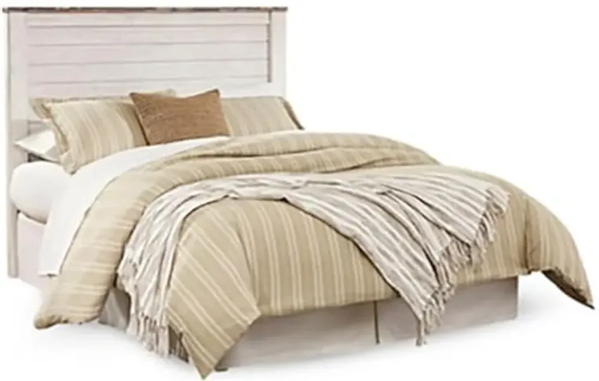 Ashley Furniture Willowton 65" W x 87" D Farmhouse Wood Queen Sized Panel Bed in Whitewash Finish