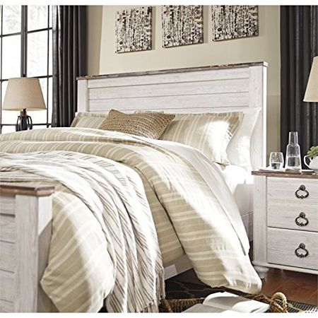 Ashley Furniture Willowton Queen Panel Bed in Whitewash