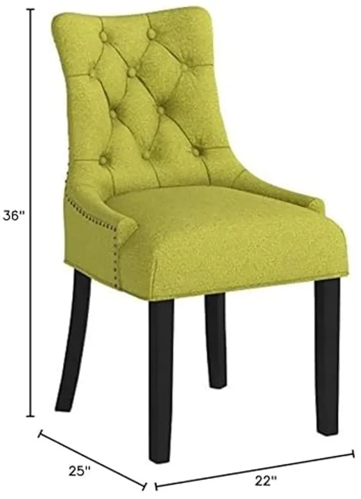 Modway EEI-2223-WHE Regent Modern Elegant Button-Tufted Upholstered Fabric With Nailhead Trim, Dining Side Chair, Wheatgrass