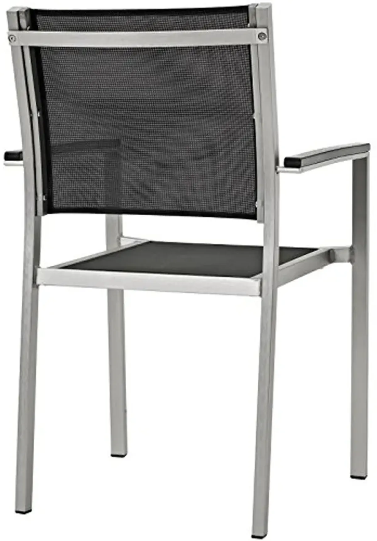 Modway Shore Aluminum Two Outdoor Patio Dining Arm Chairs in Silver Black