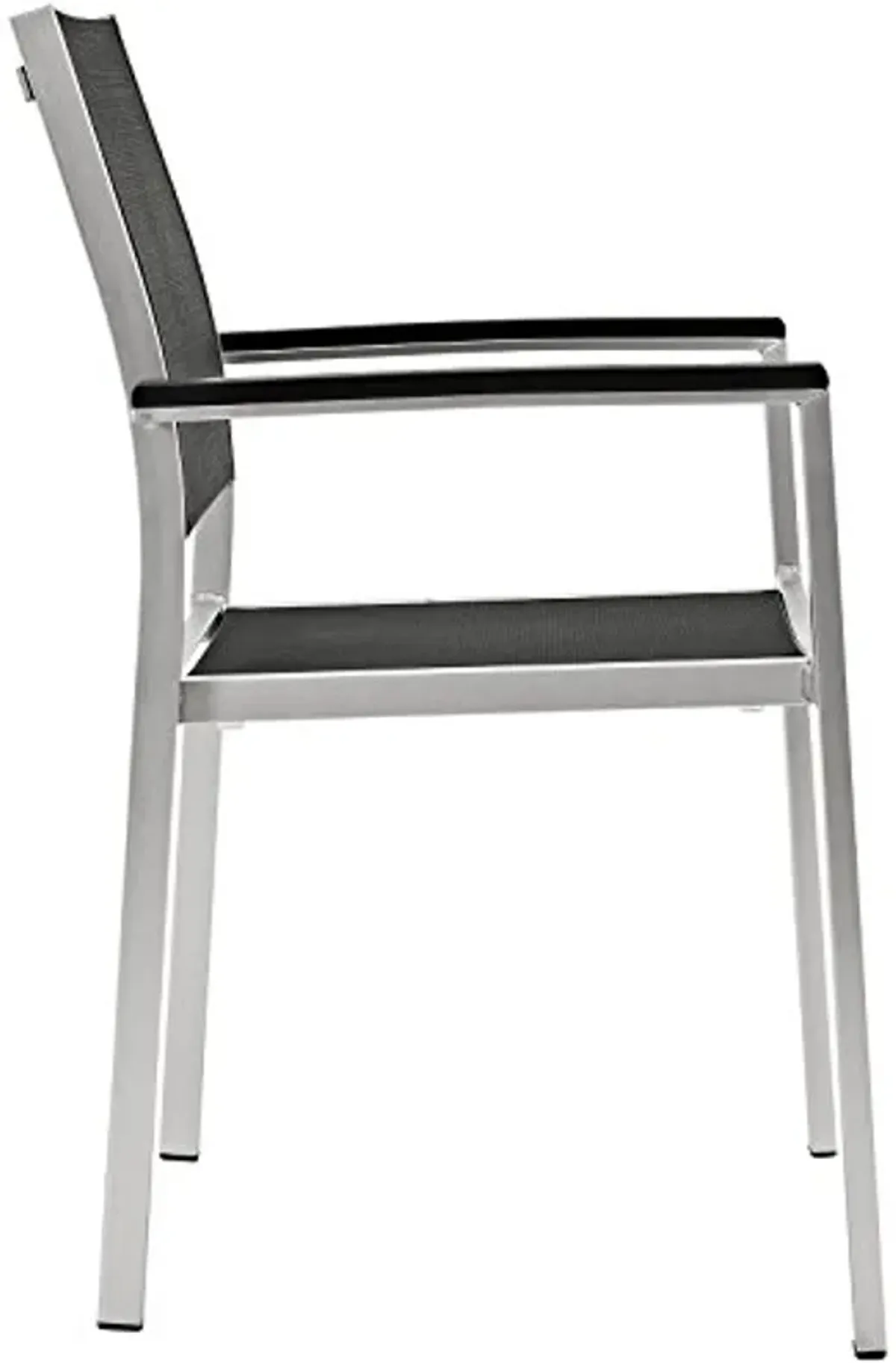 Modway Shore Aluminum Two Outdoor Patio Dining Arm Chairs in Silver Black