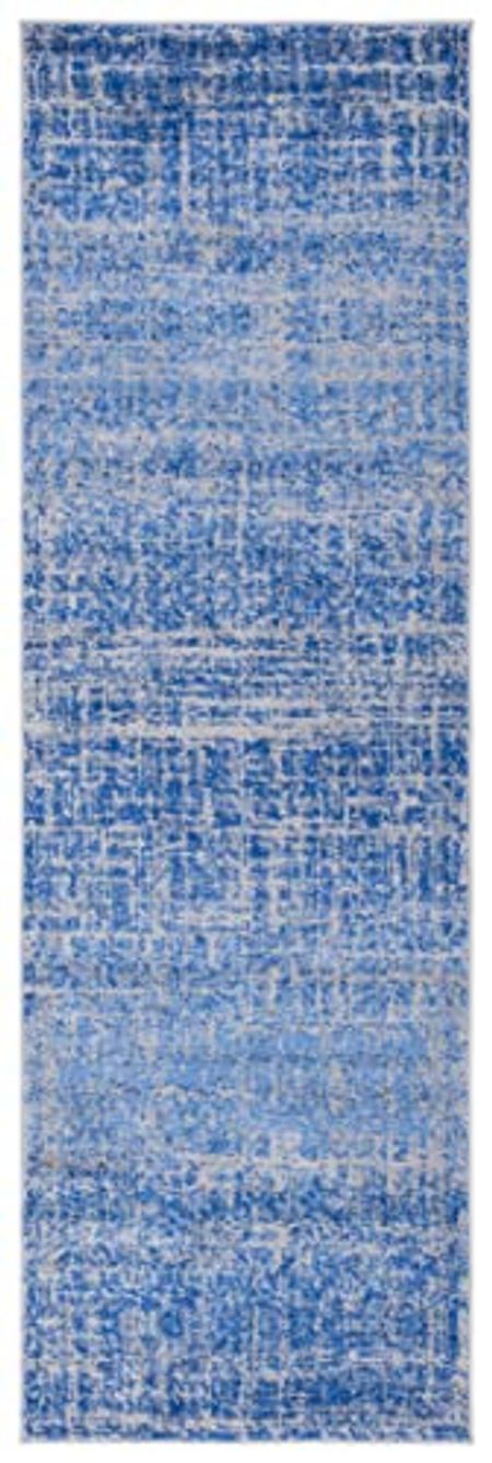 SAFAVIEH Adirondack Collection 2'6" x 22' Blue / Silver ADR116D Modern Abstract Non-Shedding Living Room Bedroom Runner Rug