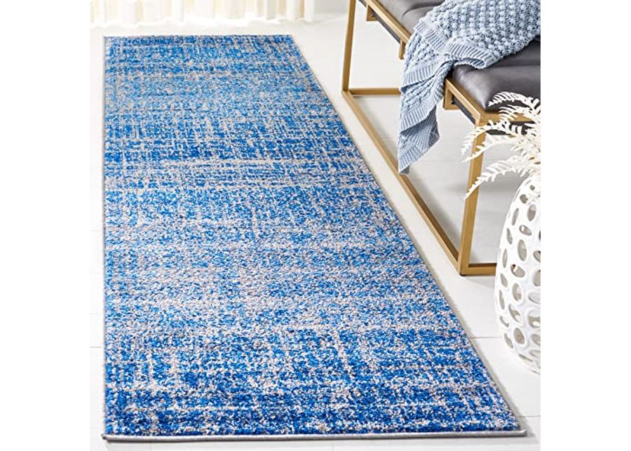 SAFAVIEH Adirondack Collection 2'6" x 22' Blue / Silver ADR116D Modern Abstract Non-Shedding Living Room Bedroom Runner Rug