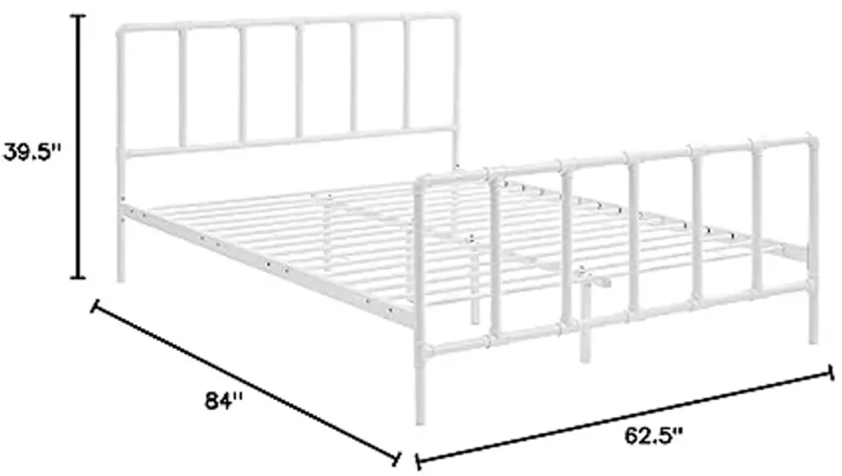 Modway Dower Modern Farmhouse Steel Metal Queen Platform Bed in White