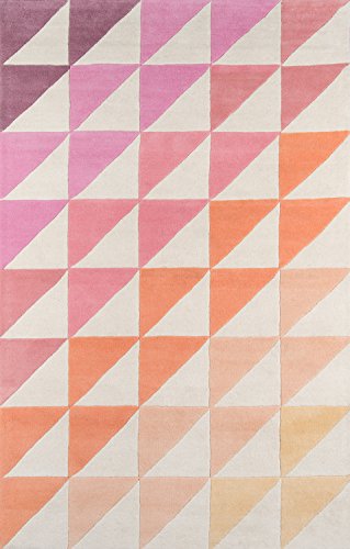 Novogratz Delmar Collection Agatha Side Triangles Area Rug, 5'0" x 8'0", Pink