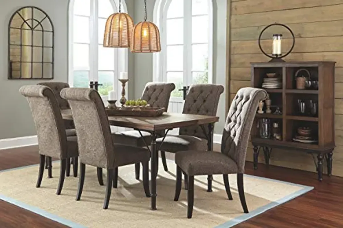 Signature Design by Ashley Tripton Classic Tufted Upholstered 19.63" Armless Dining Chair, 2 Count, Brownish Gray