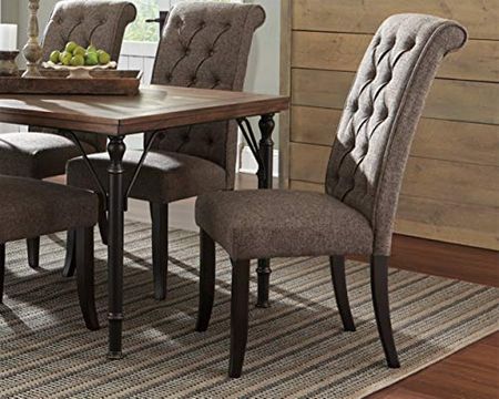 Signature Design by Ashley Tripton Classic Tufted Upholstered Armless Dining Chair, 2 Count, Brownish Gray