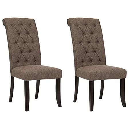 Signature Design by Ashley Tripton Classic Tufted Upholstered Armless Dining Chair, 2 Count, Brownish Gray