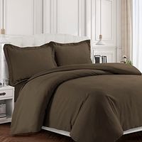 Tribeca Living Twin Duvet Cover Set, Soft Plain Bed Set Wrinkle Resistant Bedding, Microfiber, Includes One Duvet Cover and Sham Pillowcase, Durable Bedding 110 GSM, Valencia/Chocolate